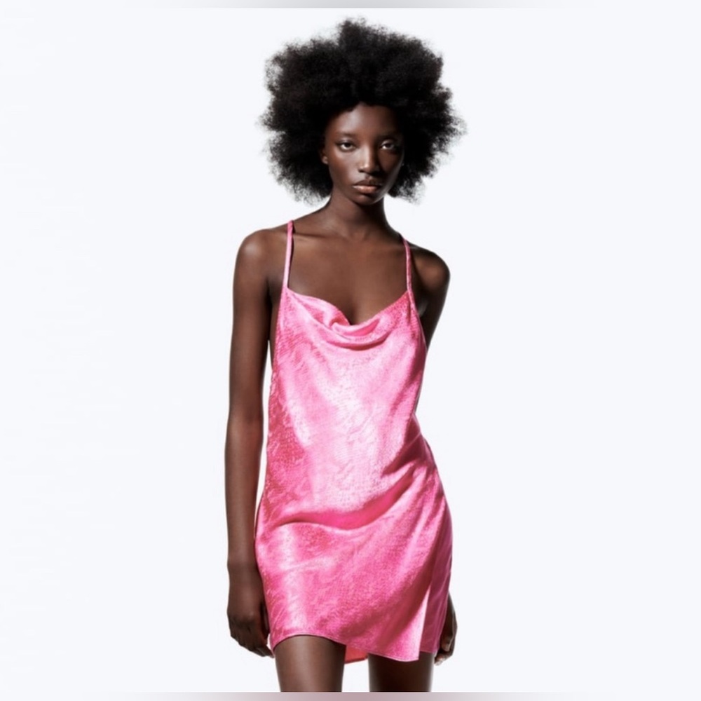 Brand new with tags pink snakeskin cowel neck dress!